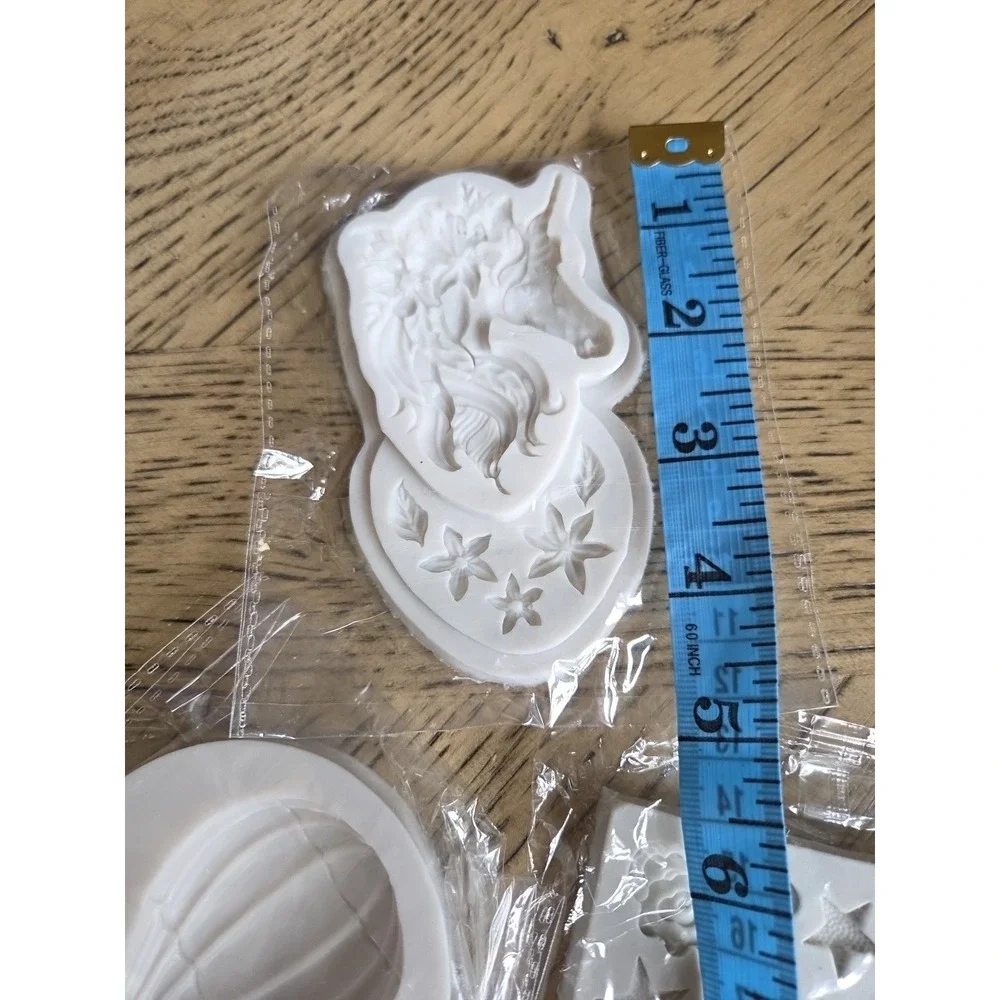 5 PCS Marine Theme Cake Fondant Silicone Mold Seashell Starfish Unicorn Rainbow
